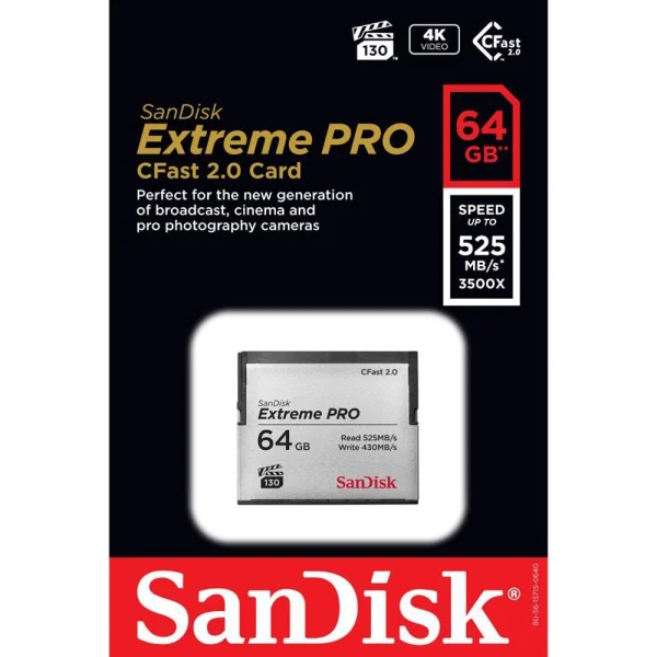 Thẻ nhớ SanDisk Extreme PRO CFast 2.0 - 64GB - SDCFSP-064G-A46D - Ảnh 2
