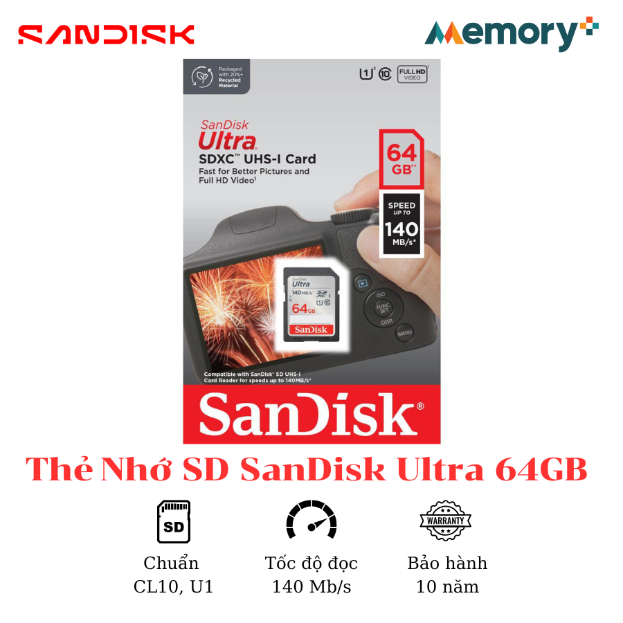 Thẻ Nhớ SD SanDisk Ultra 64GB - Ảnh 4
