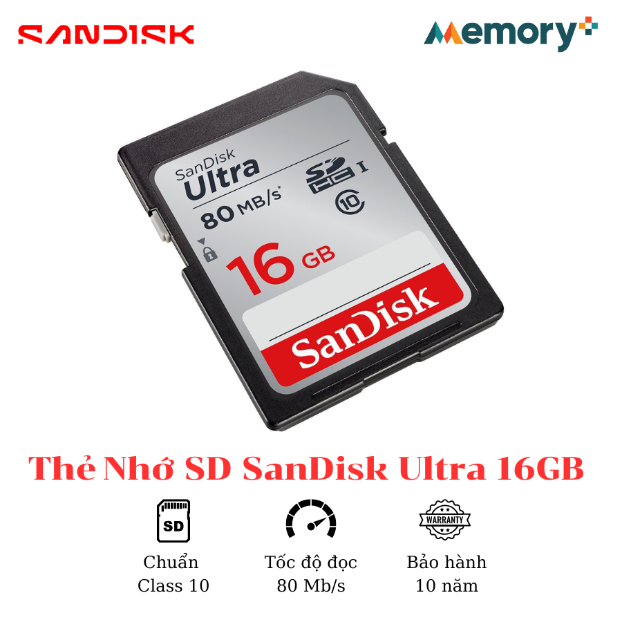 Thẻ Nhớ SD SanDisk Ultra 16GB - Ảnh 2