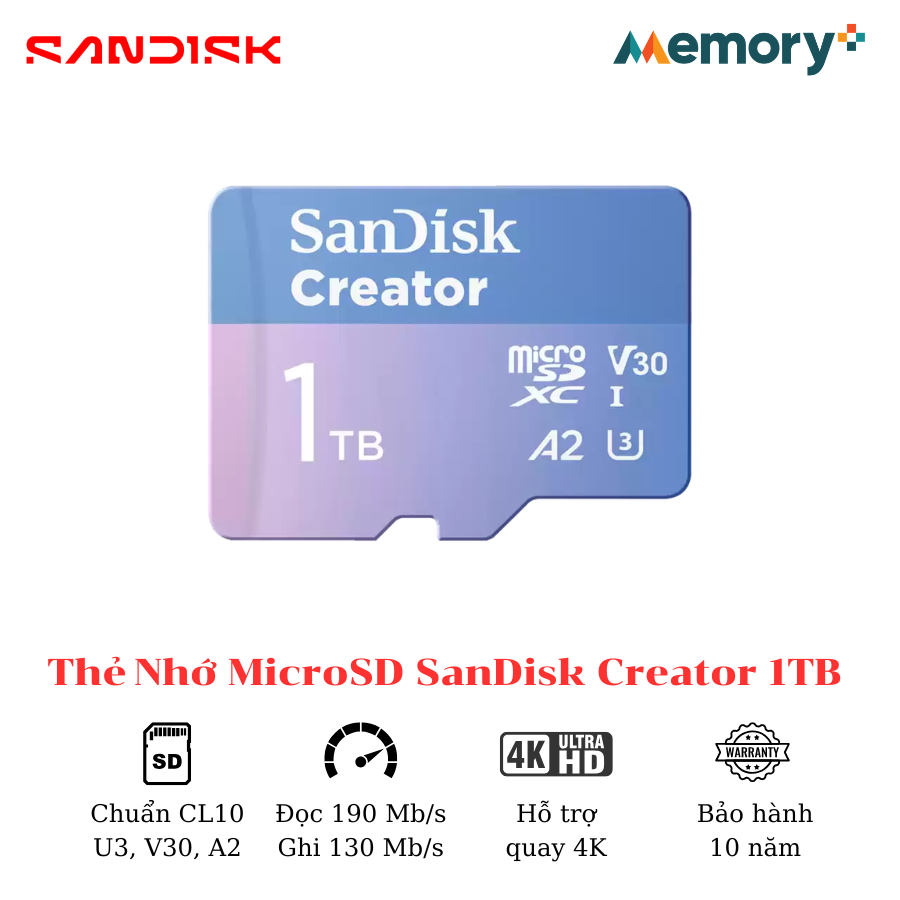 Thẻ nhớ MicroSD SanDisk Creator 1TB - Ảnh 2