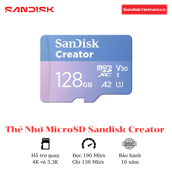 Thẻ nhớ MicroSD Sandisk Creator 128GB Kèm Adapter - Ảnh 2