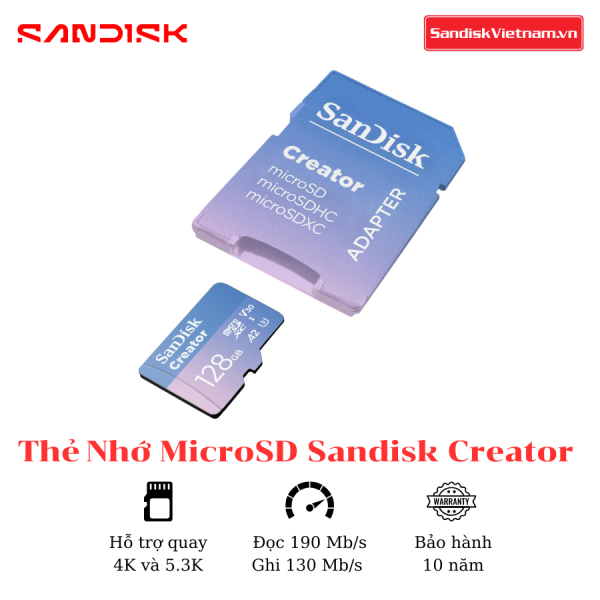Thẻ nhớ MicroSD Sandisk Creator 128GB Kèm Adapter - Ảnh 4