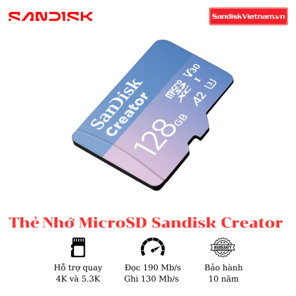 Thẻ nhớ MicroSD Sandisk Creator 128GB Kèm Adapter - Ảnh 3