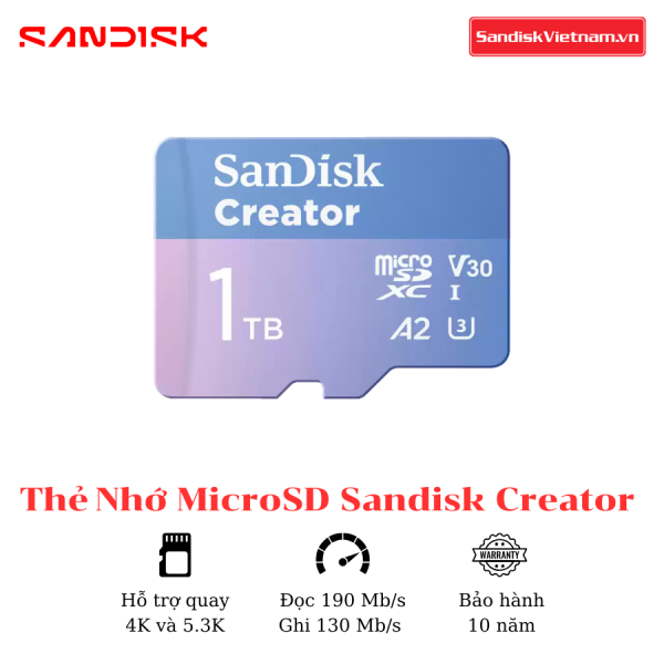 Thẻ nhớ MicroSD Sandisk Creator 1TB Kèm Adapter - Ảnh 2