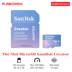 Thẻ nhớ MicroSD Sandisk Creator 1TB Kèm Adapter