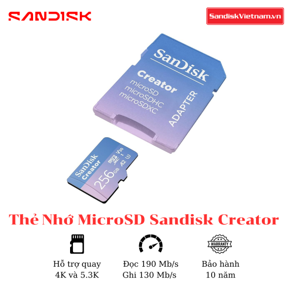Thẻ nhớ MicroSD Sandisk Creator 256GB Kèm Adapter - Ảnh 4