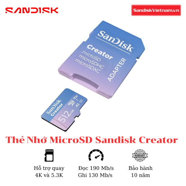 Thẻ nhớ MicroSD Sandisk Creator 512GB Kèm Adapter - Ảnh 4