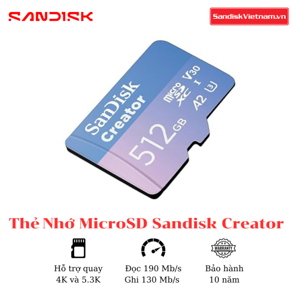 Thẻ nhớ MicroSD Sandisk Creator 512GB Kèm Adapter - Ảnh 3