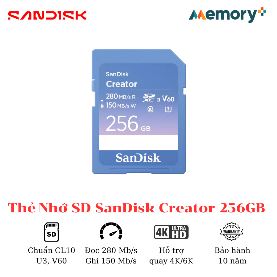 Thẻ nhớ SD SanDisk Creator 256GB