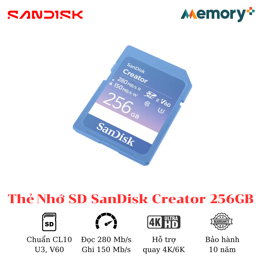 Thẻ nhớ SD SanDisk Creator 256GB - Ảnh 2