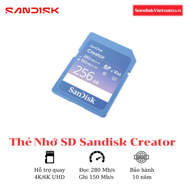 Thẻ nhớ SD SanDisk Creator 256GB - Ảnh 2