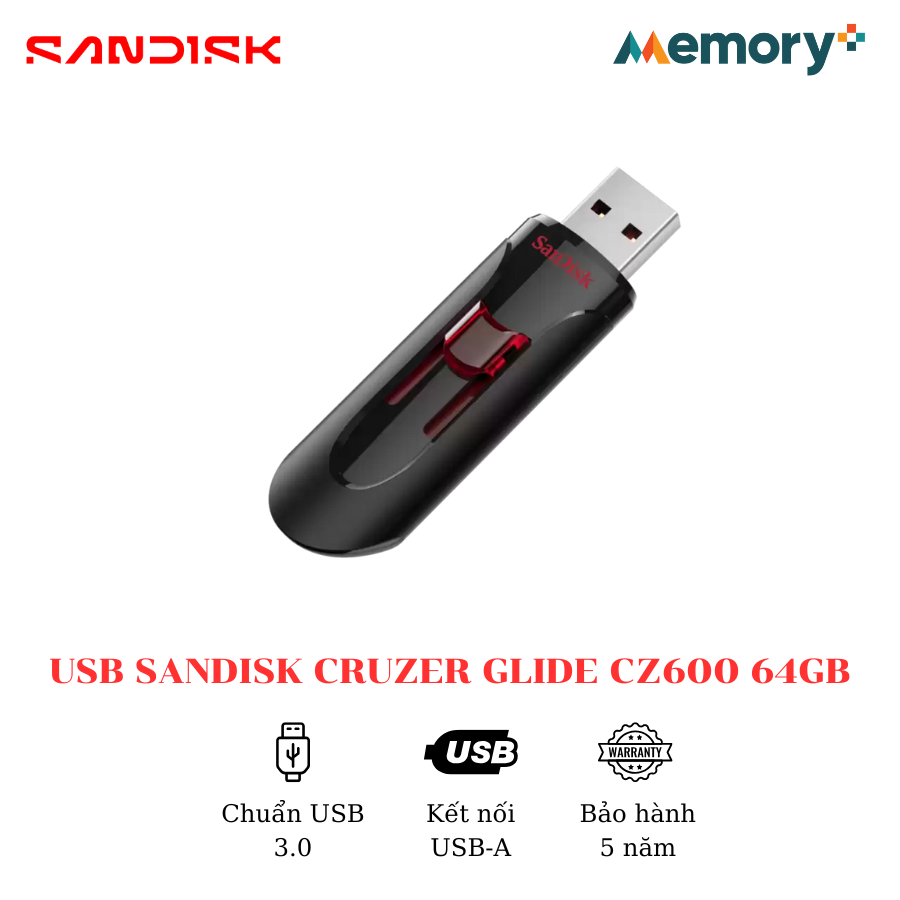 USB SanDisk Cruzer Glide 3.0 CZ600 64GB - Ảnh 5