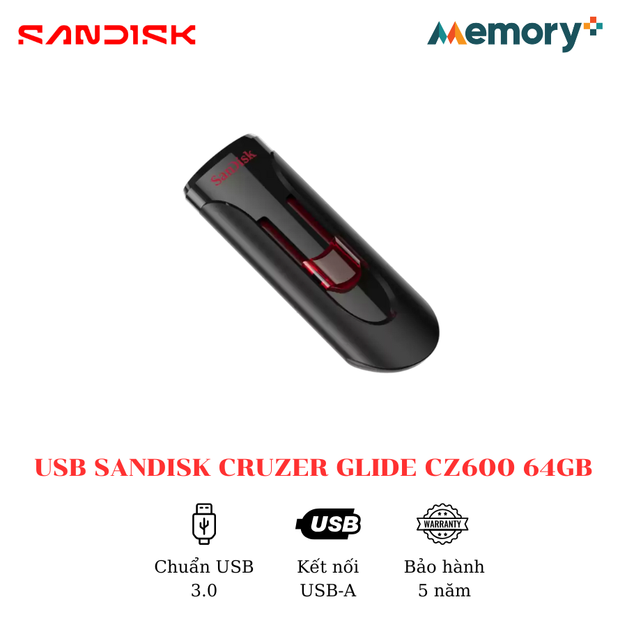 USB SanDisk Cruzer Glide 3.0 CZ600 64GB - Ảnh 4