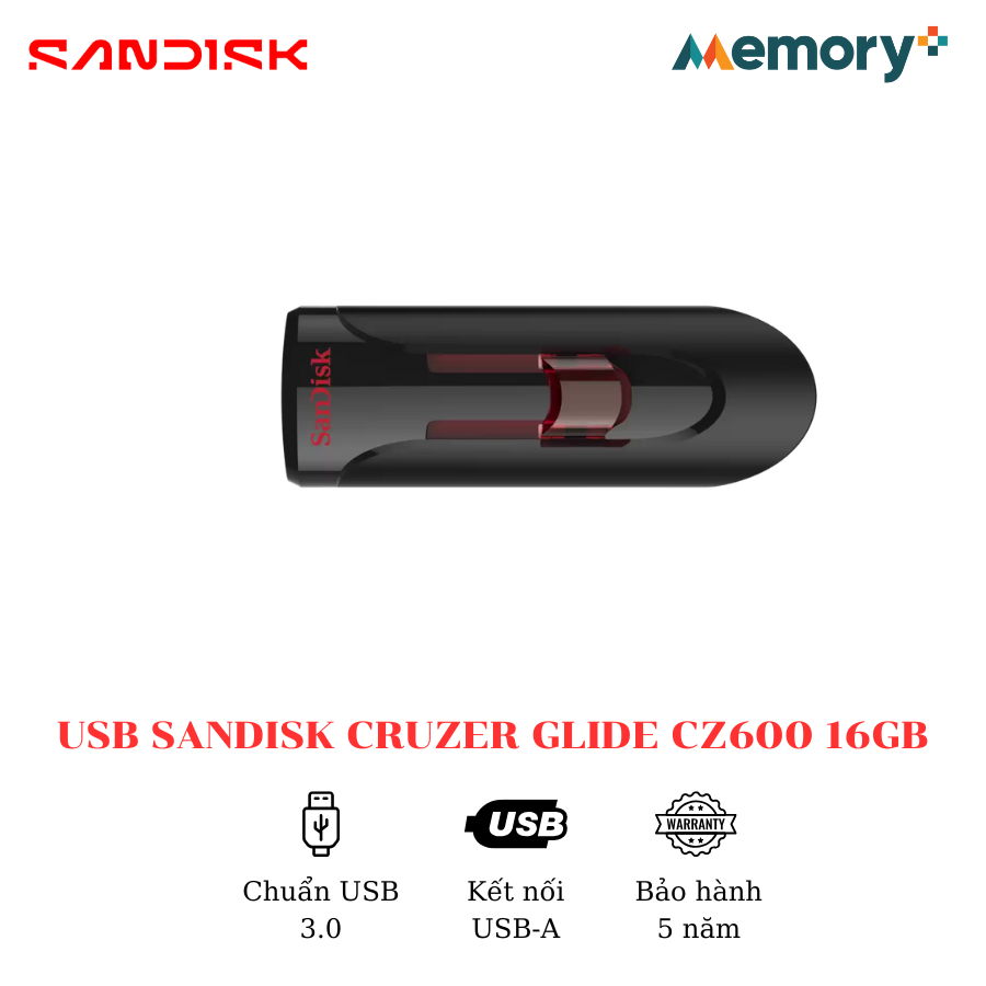 USB SanDisk Cruzer Glide 3.0 CZ600 16GB - Ảnh 2