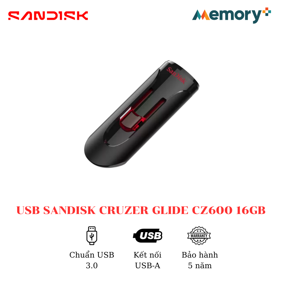 USB SanDisk Cruzer Glide 3.0 CZ600 16GB - Ảnh 3
