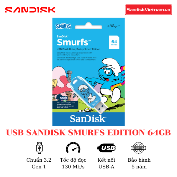 USB SanDisk Smurfs Edition 3.2 64GB - Ảnh 4