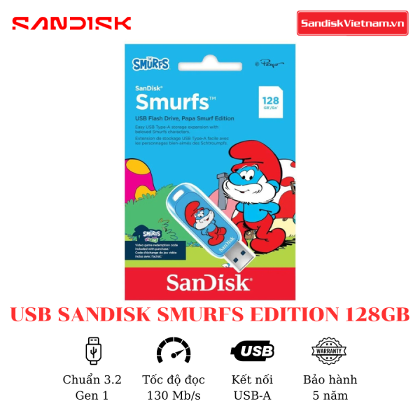 USB SanDisk Smurfs Edition 3.2 128GB - Ảnh 4