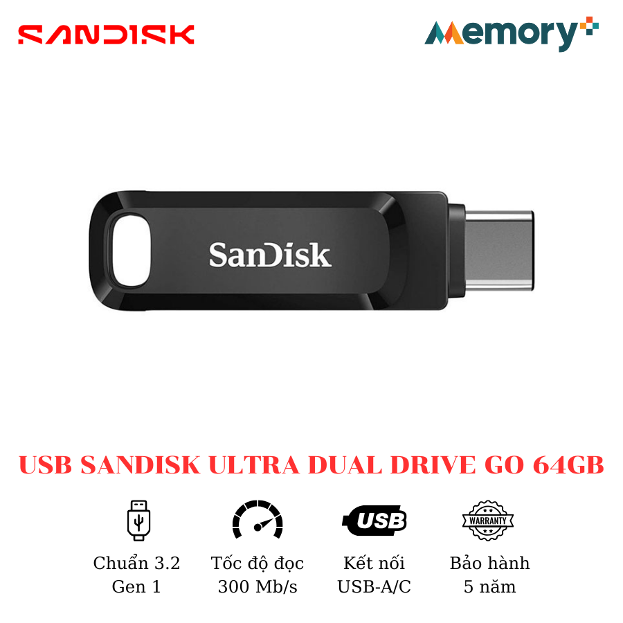USB SanDisk Ultra Dual Drive Go 64GB - Ảnh 2