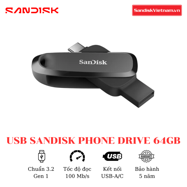 USB SanDisk Phone Drive For Android 64GB - Ảnh 3