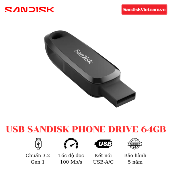 USB SanDisk Phone Drive For Android 64GB - Ảnh 2