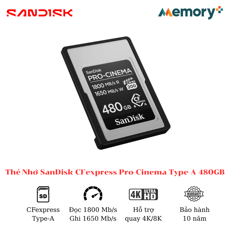 Thẻ Nhớ SanDisk CFexpress Pro-Cinema Type-A 480GB - Ảnh 2
