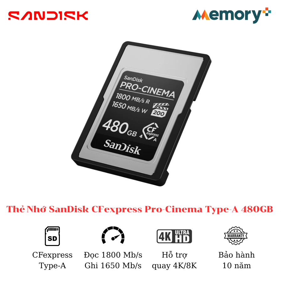 Thẻ Nhớ SanDisk CFexpress Pro-Cinema Type-A 480GB - Ảnh 3