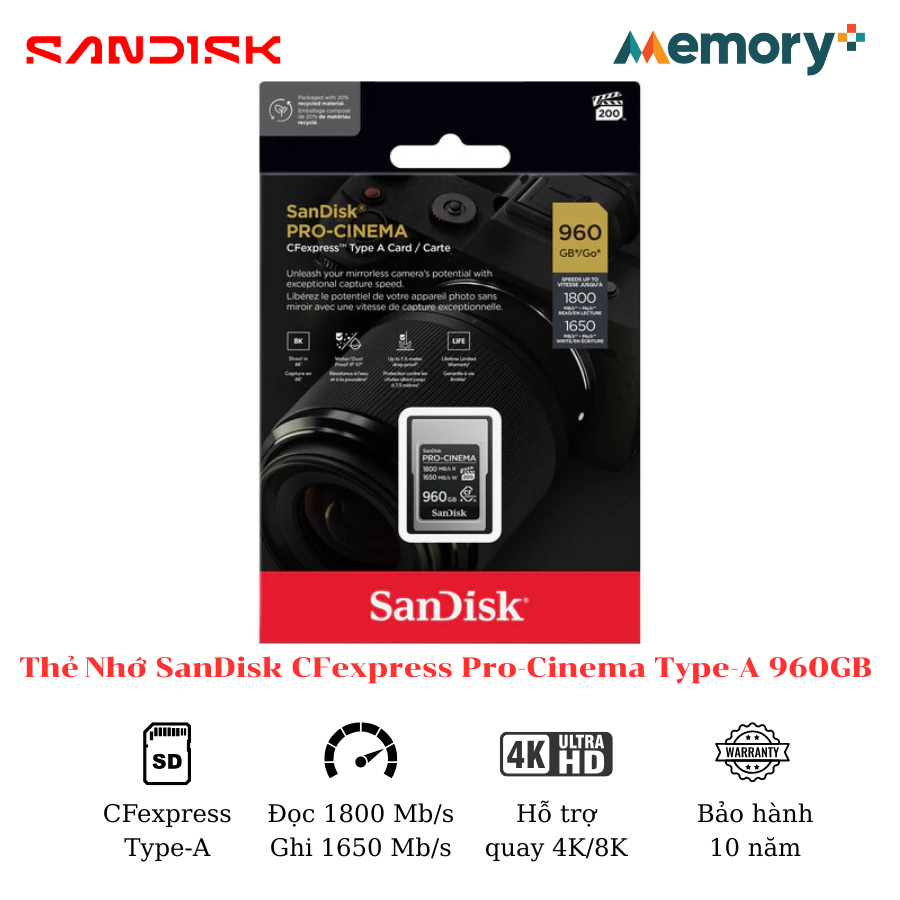 Thẻ Nhớ SanDisk CFexpress Pro-Cinema Type-A 960GB - Ảnh 4