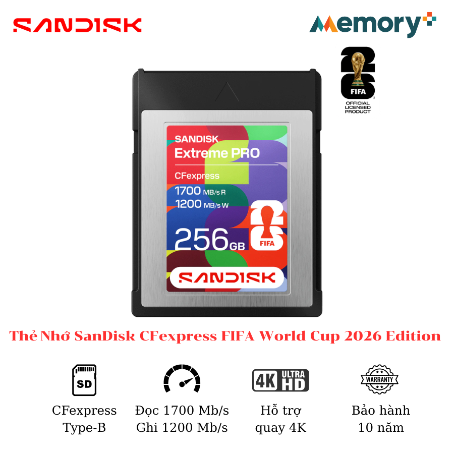 Thẻ Nhớ SanDisk CFexpress Type B FIFA World Cup 2026 Edition 256GB