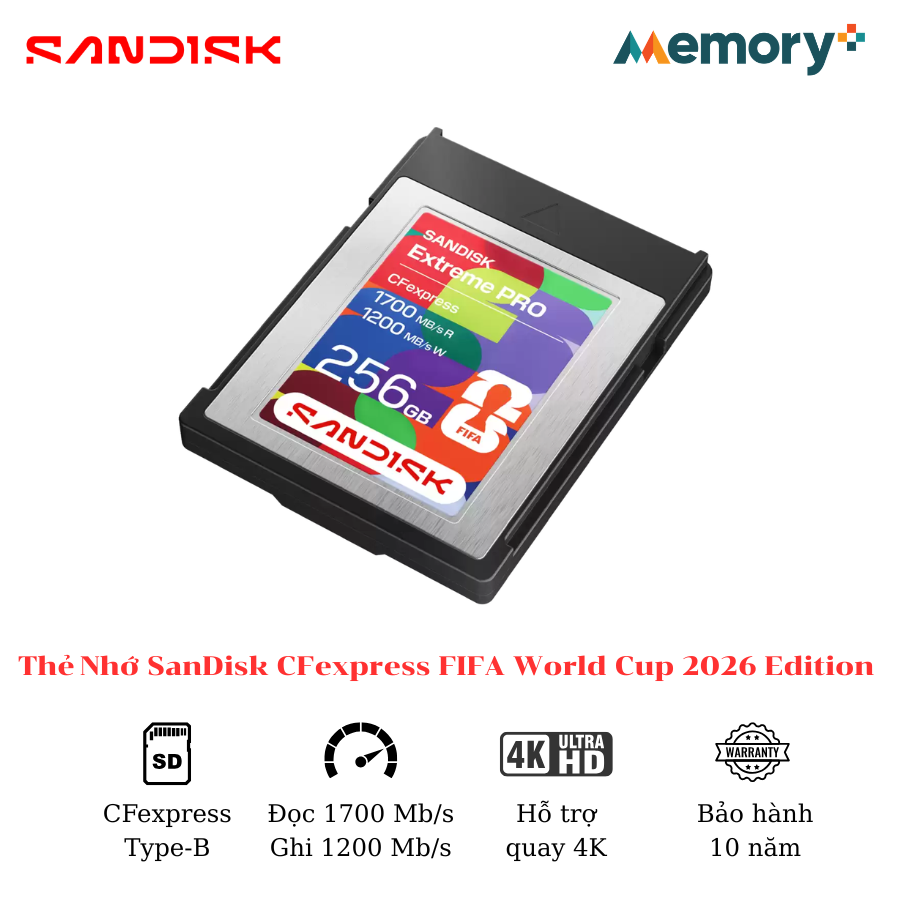 Thẻ Nhớ SanDisk CFexpress Type B FIFA World Cup 2026 Edition 256GB - Ảnh 2